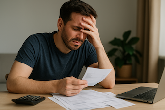 Man frustrated with bills